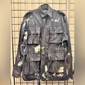 Faith Connexion Austin Blaisdell Painted Navy blue Military Field Jacket size S